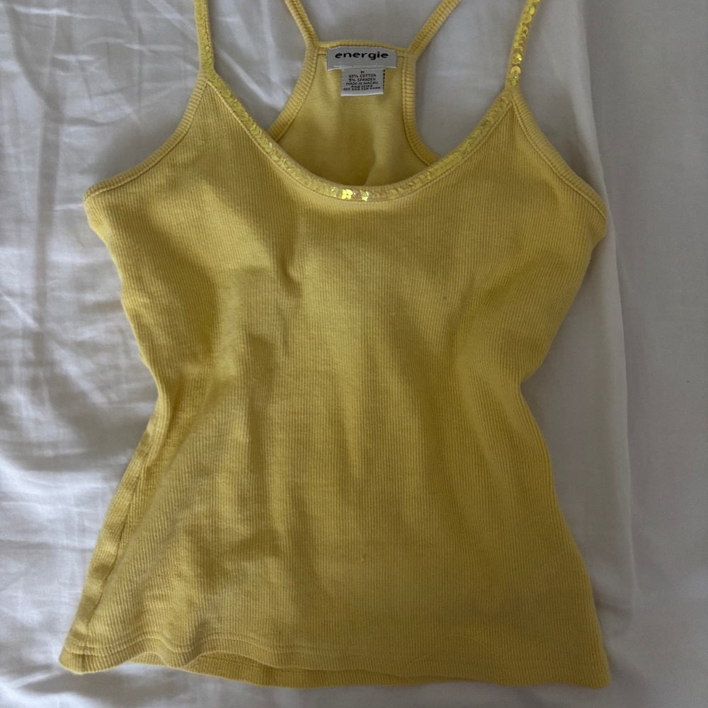 yellow tank top